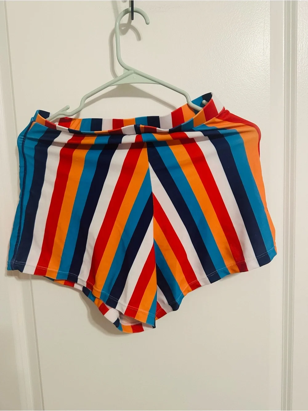 Swimwear: Striped Tie-Front Crop Top & High-Waist Shorts Set - Multi